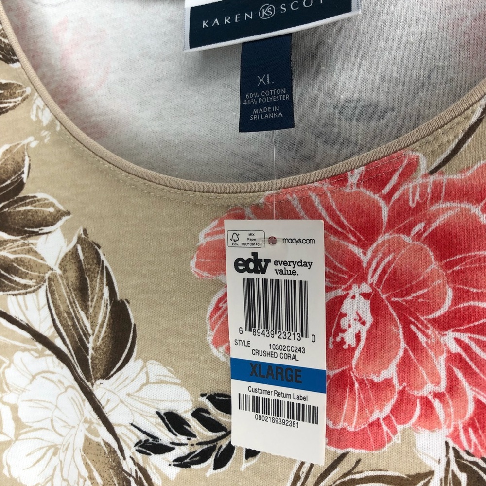 Karen Scott Long sleeve Floral top - Picture 5 of 6
